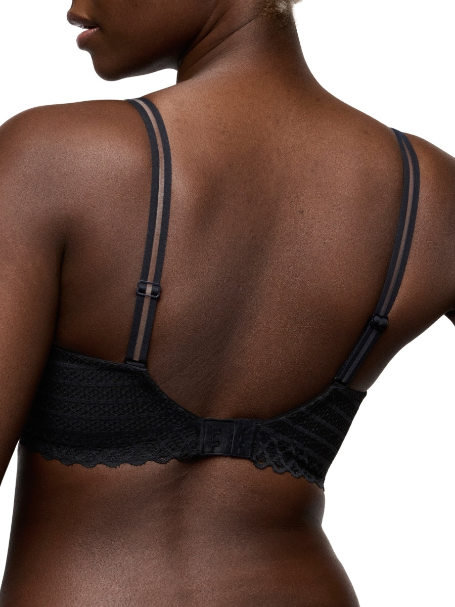 Twist Side Padded Heartshape Bra - Charcoal