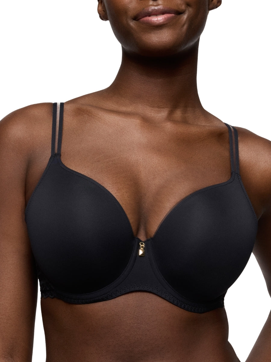 Twist Side Padded Heartshape Bra - Charcoal
