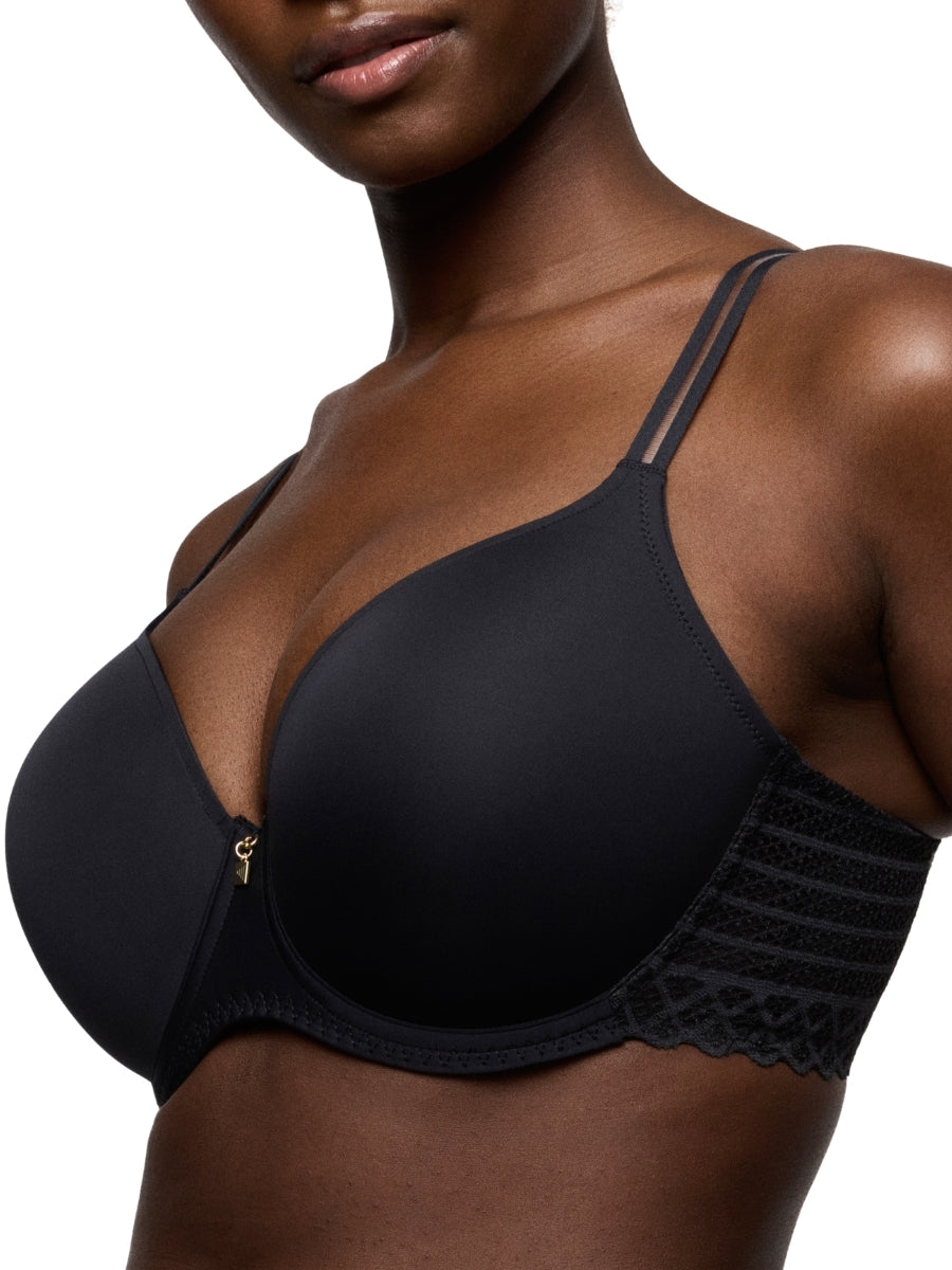 Twist Side Padded Heartshape Bra - Charcoal