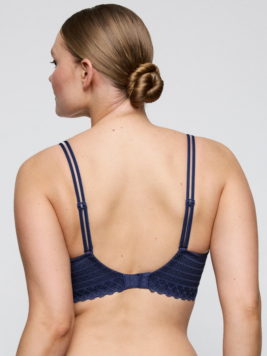 Twist Side Padded Heartshape Bra - Indigofera