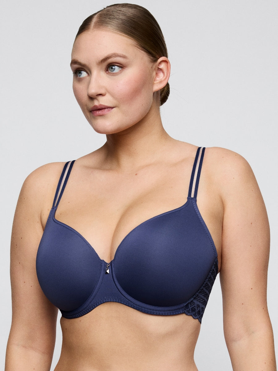 Twist Side Padded Heartshape Bra - Indigofera
