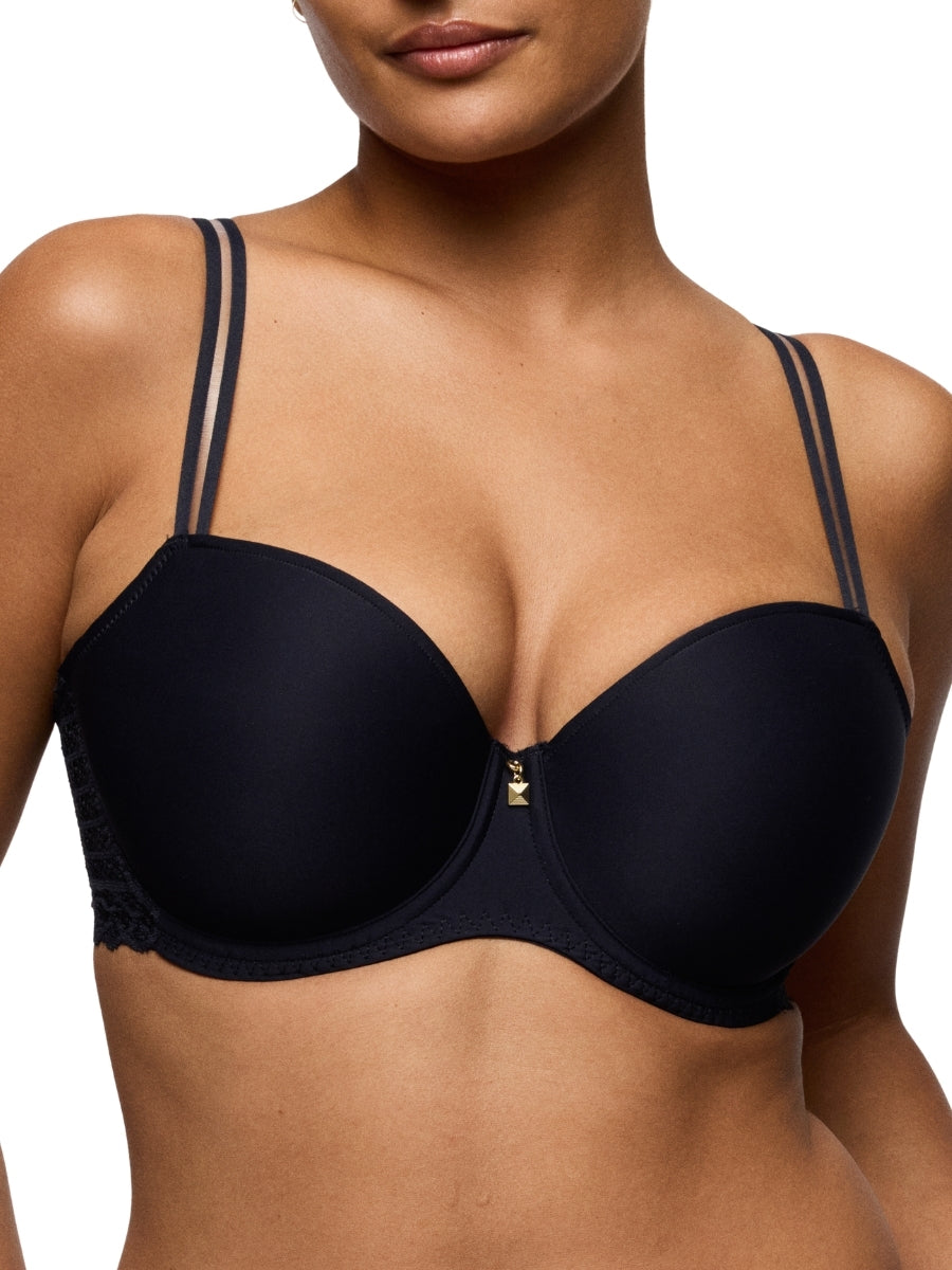 Twist Side Padded Balcony Bra - Charcoal