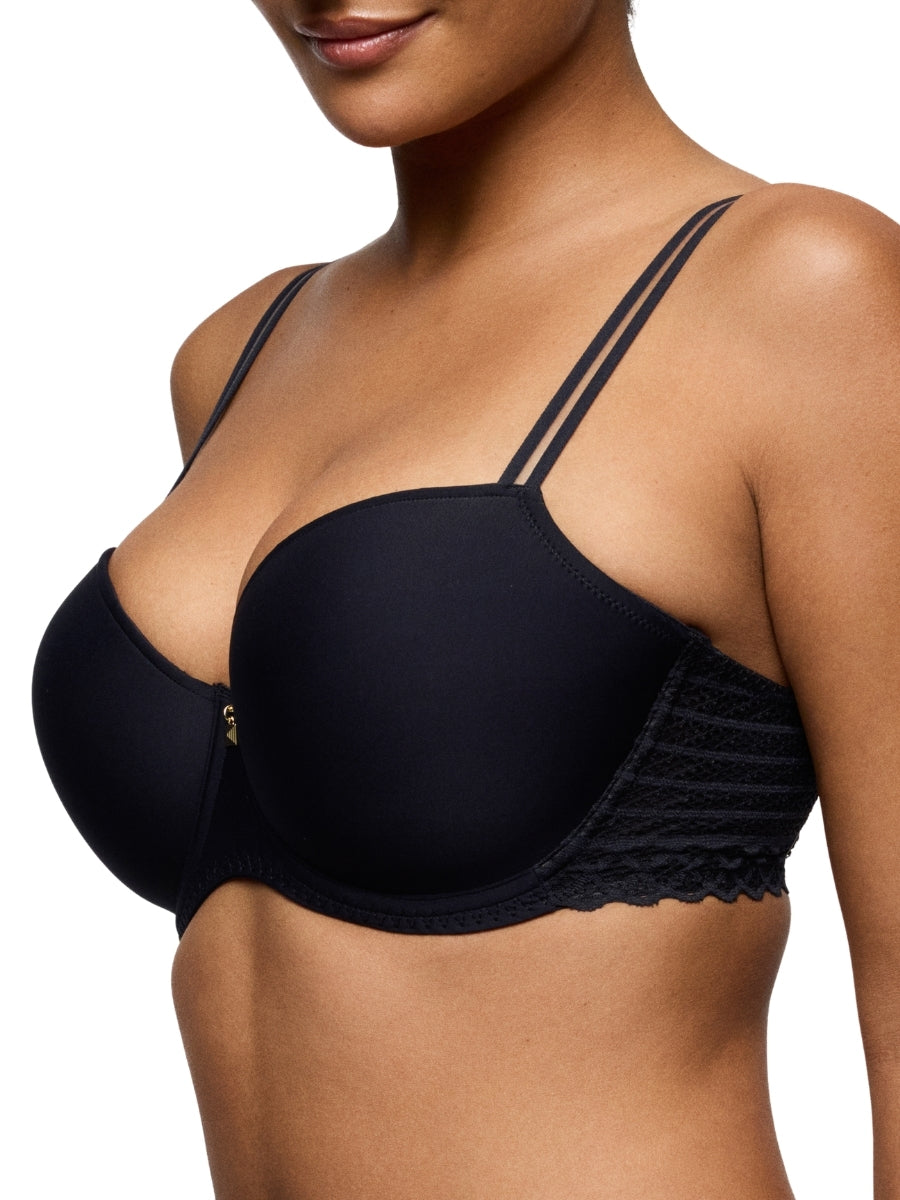 Twist Side Padded Balcony Bra - Charcoal