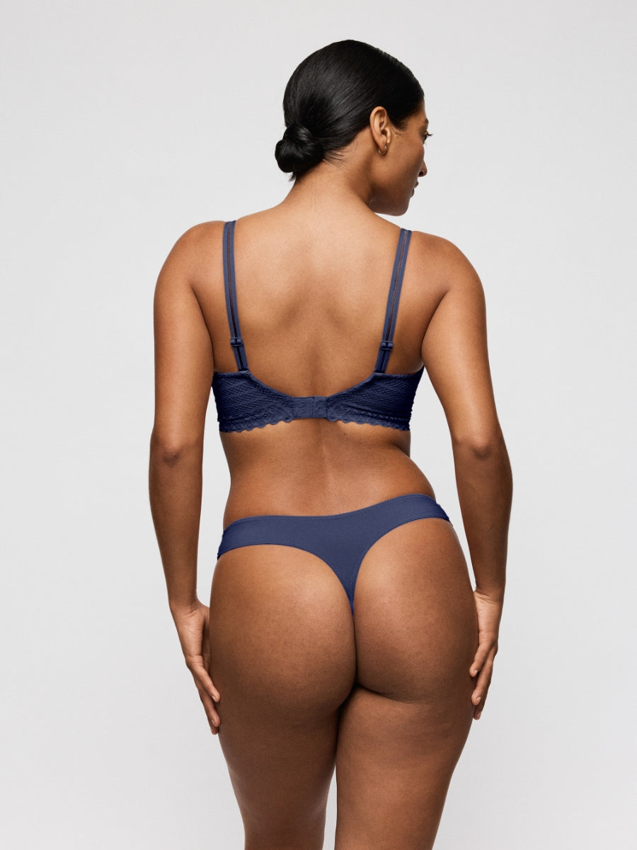 Twist Side Padded Balcony Bra - Indigofera
