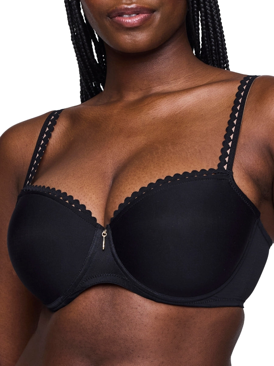 Vivgirl Padded Balcony Bra - Black