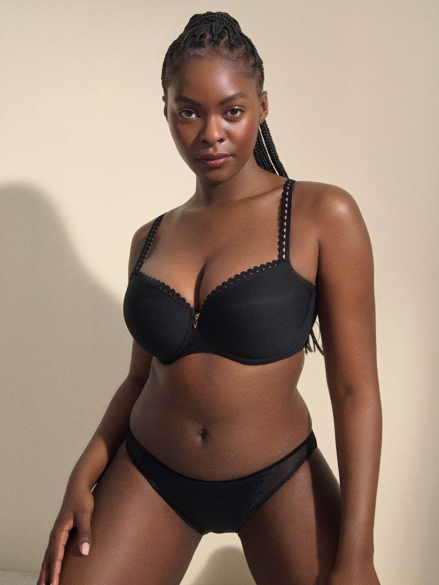 Vivgirl Padded Balcony Bra - Black