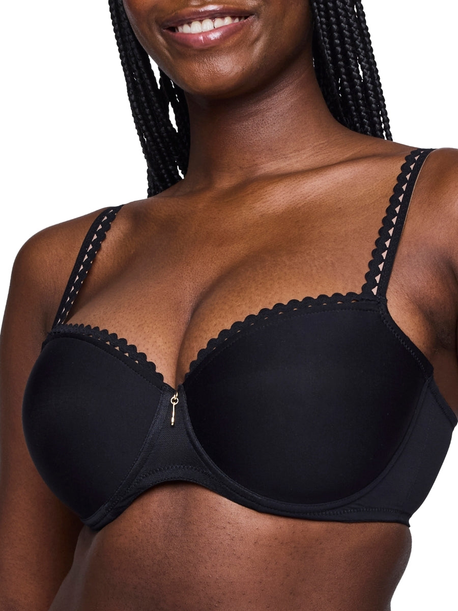 Vivgirl Padded Balcony Bra - Black