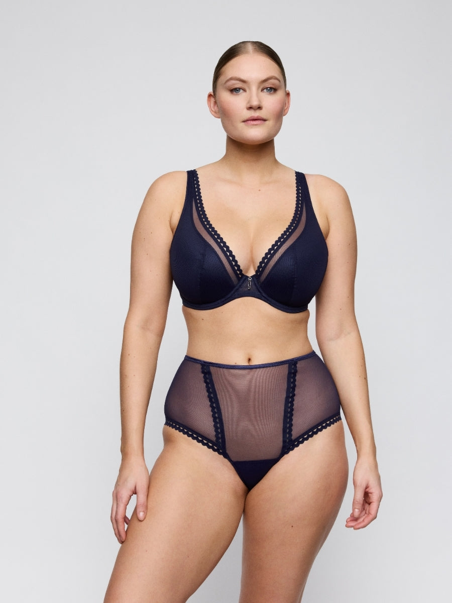 Wowgirl Half Padded Plunge Bra - Evening Blue