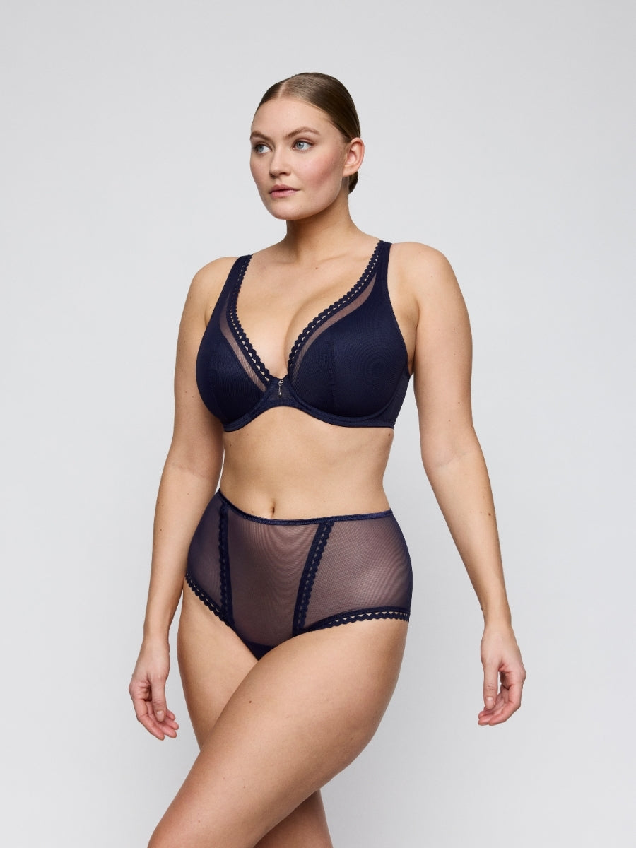 Wowgirl Half Padded Plunge Bra - Evening Blue