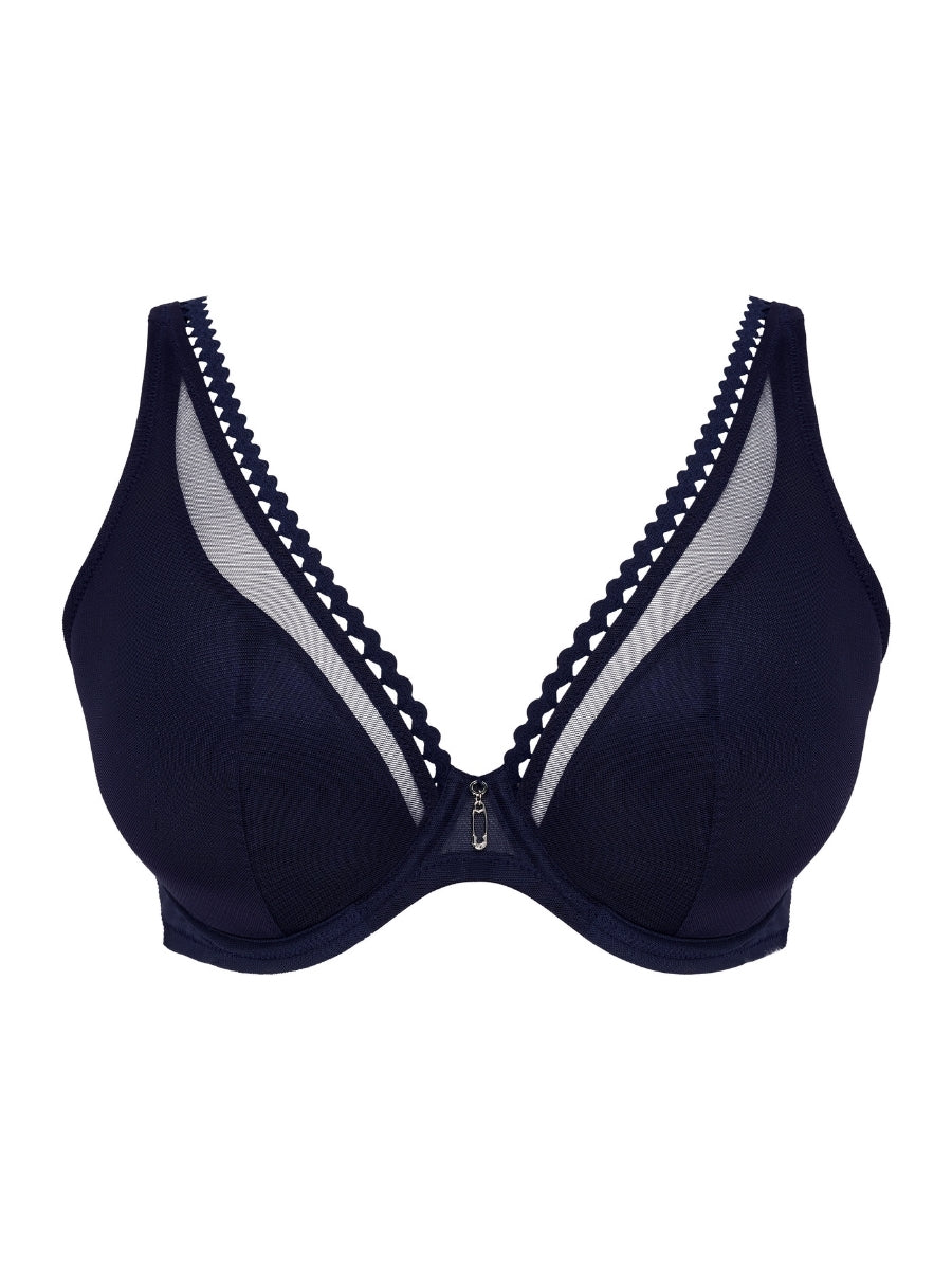 Wowgirl Half Padded Plunge Bra - Evening Blue