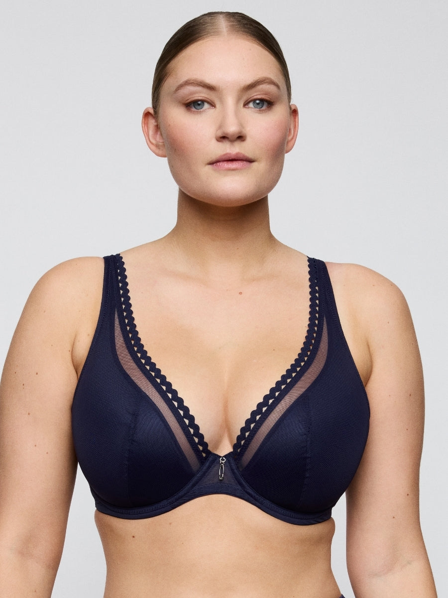 Wowgirl Half Padded Plunge Bra - Evening Blue
