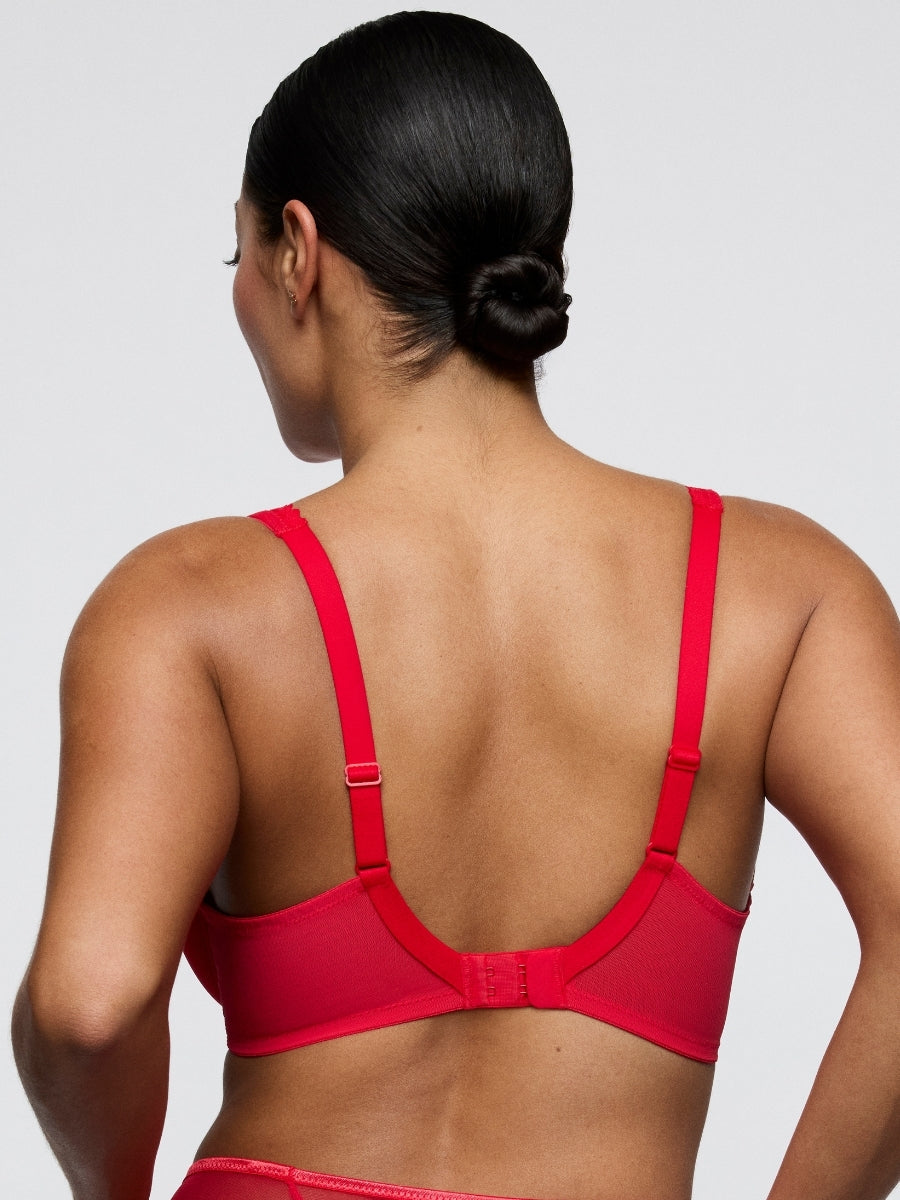Wowgirl Half Padded Plunge Bra - True Red