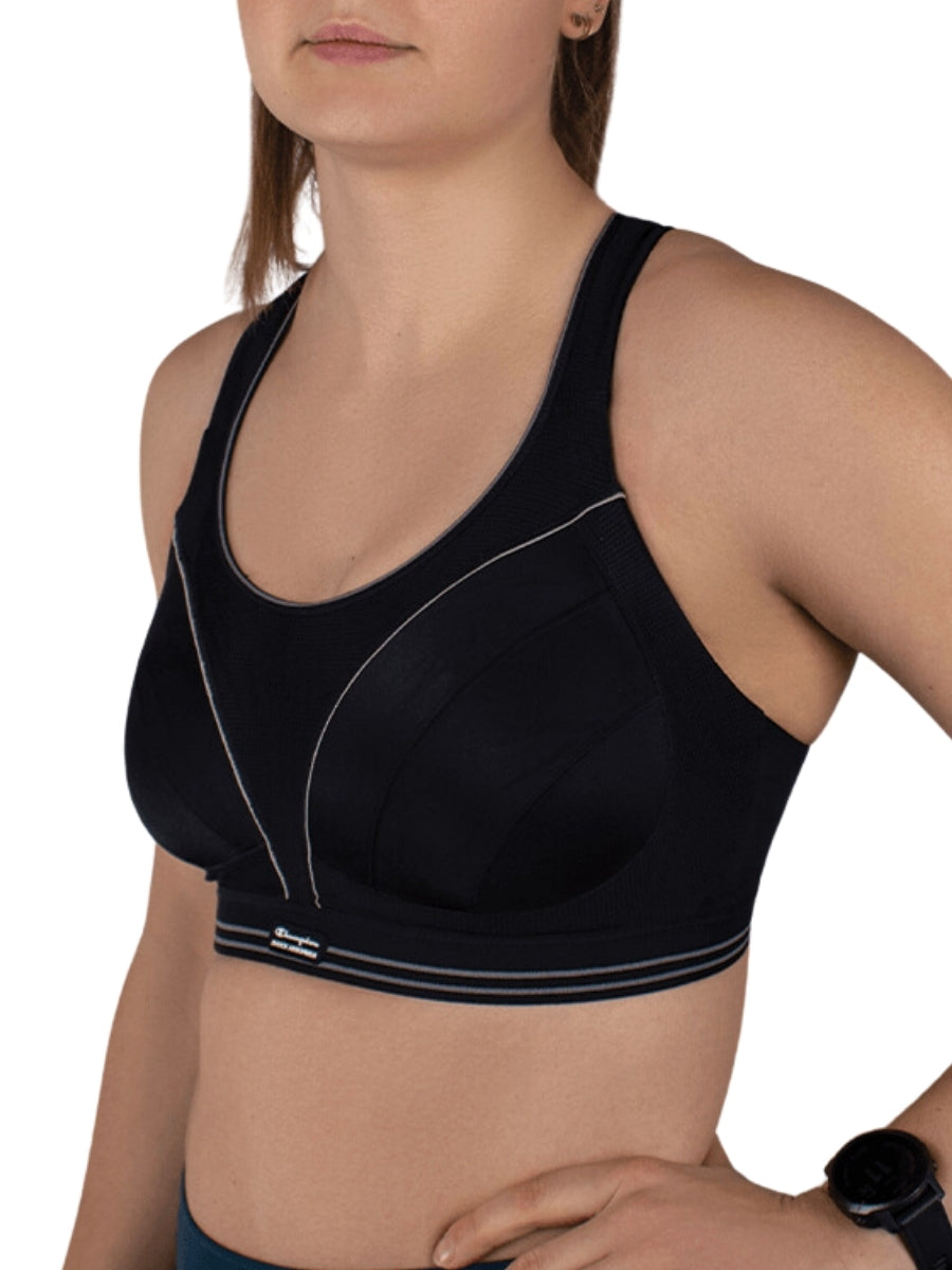 Ultimate Run Sports Bra - Black/Silver