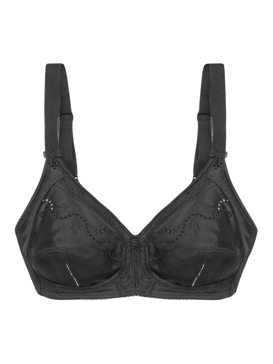 Doreen + Cotton Full Cup Bra - Black