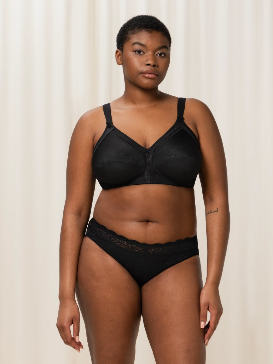 Doreen + Cotton Full Cup Bra - Black