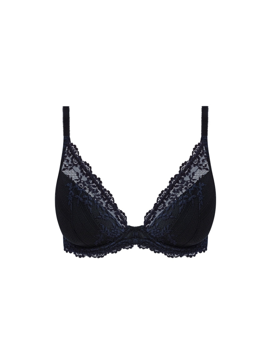 Embrace Lace Plunge Underwire Bra - Black/Night Sky