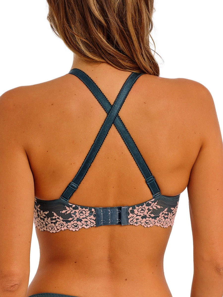 Embrace Lace Plunge Underwire Bra - Dark Slate/Cloud Pink