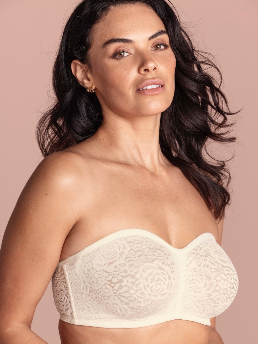 Halo Lace Strapless Bra - Ivory