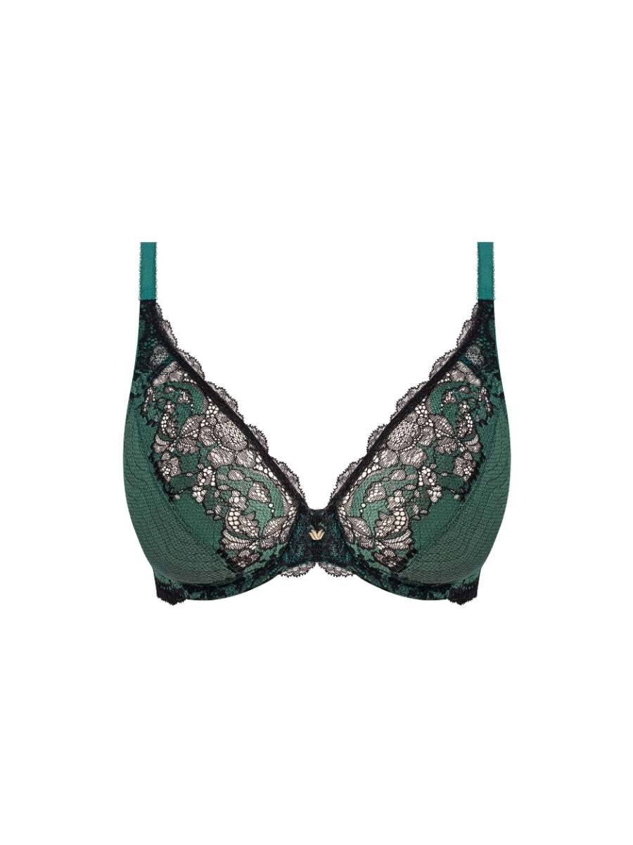 Modern Affair Plunge Bra - Silver Pine/Black
