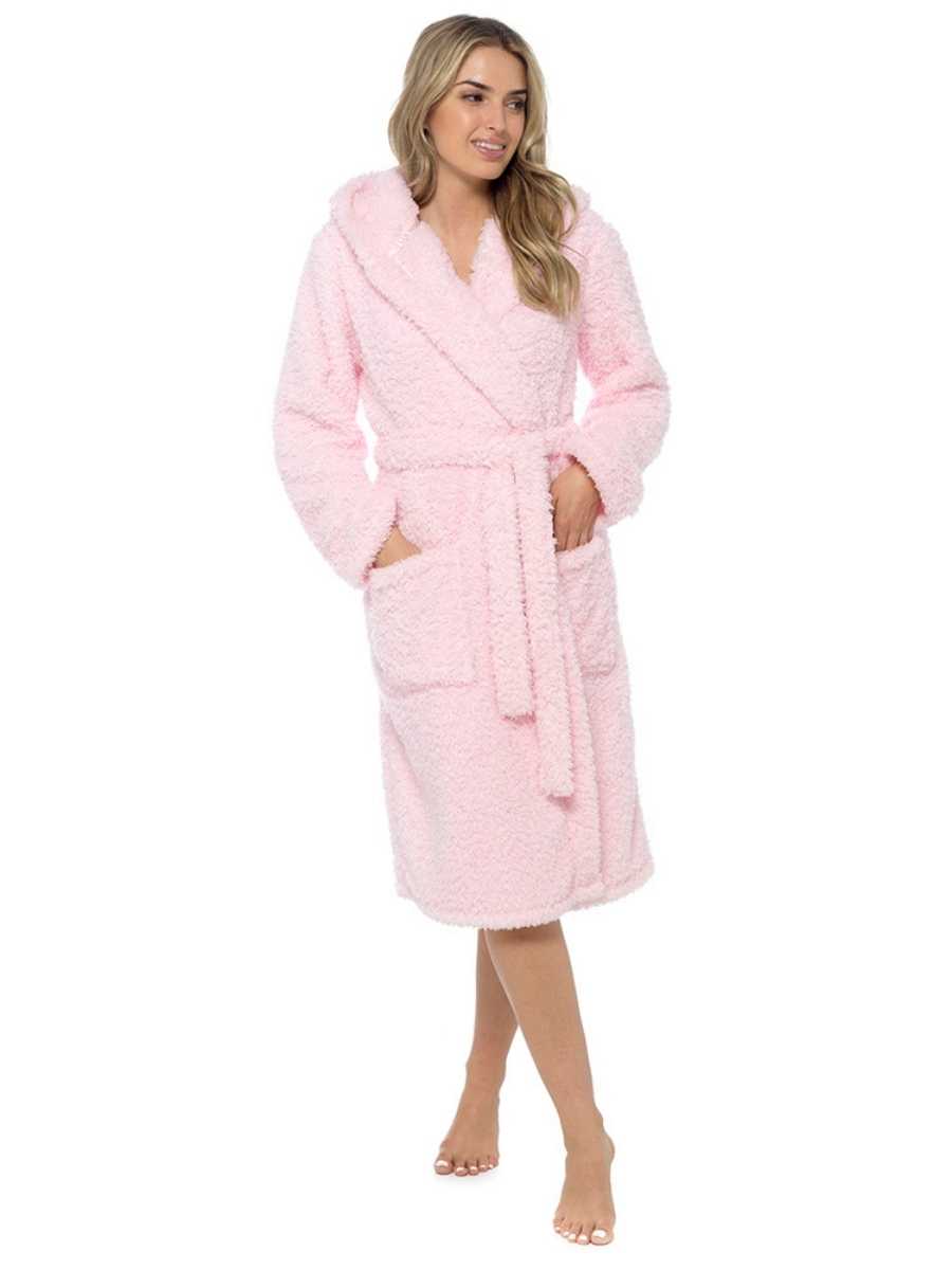 BraForMe Fleece Hooded Robe - Pink | BraForMe BraForMe Fleece Hooded Robe - Pink | BraForMe
