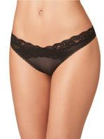 Black Mid Rise Tanga Briefs