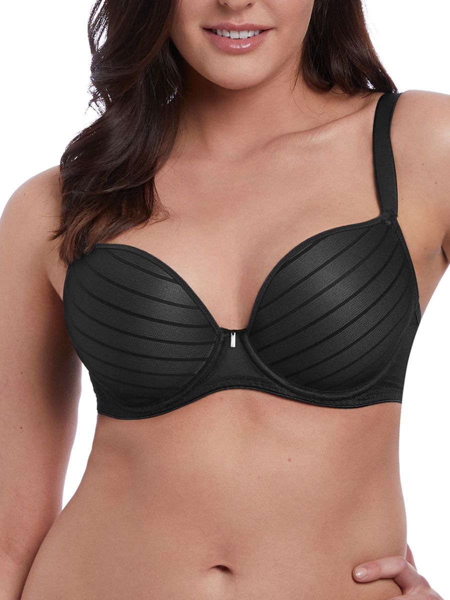 freya cameo moulded plunge bra black