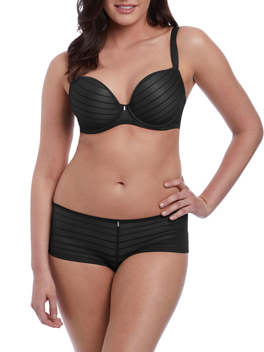 freya cameo moulded plunge bra black