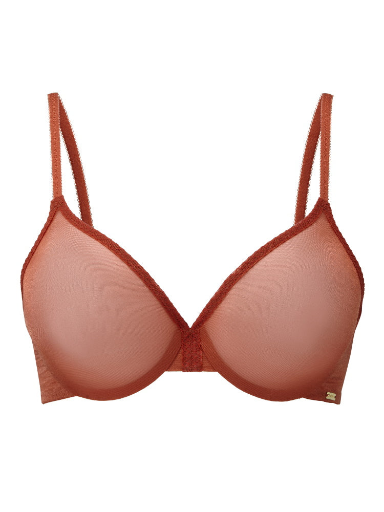Glossies Sheer Moulded Bra - Cayenne