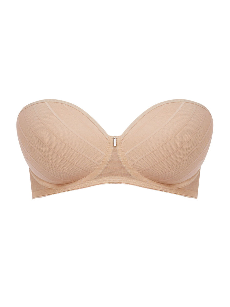 Beige Underwired Moulded Strapless Bra