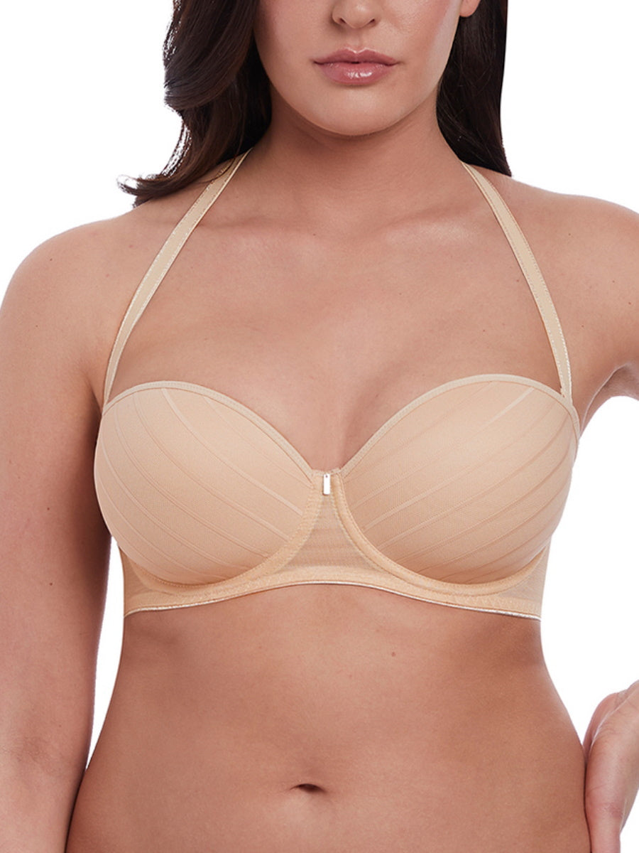 Beige Underwired Moulded Strapless Bra