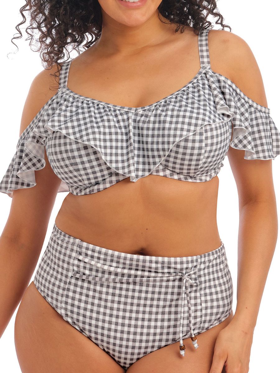 elomi checkmate bardot bikini top grey marl