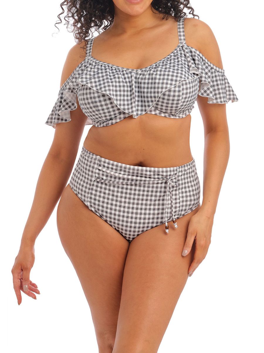 elomi checkmate bardot bikini top grey marl