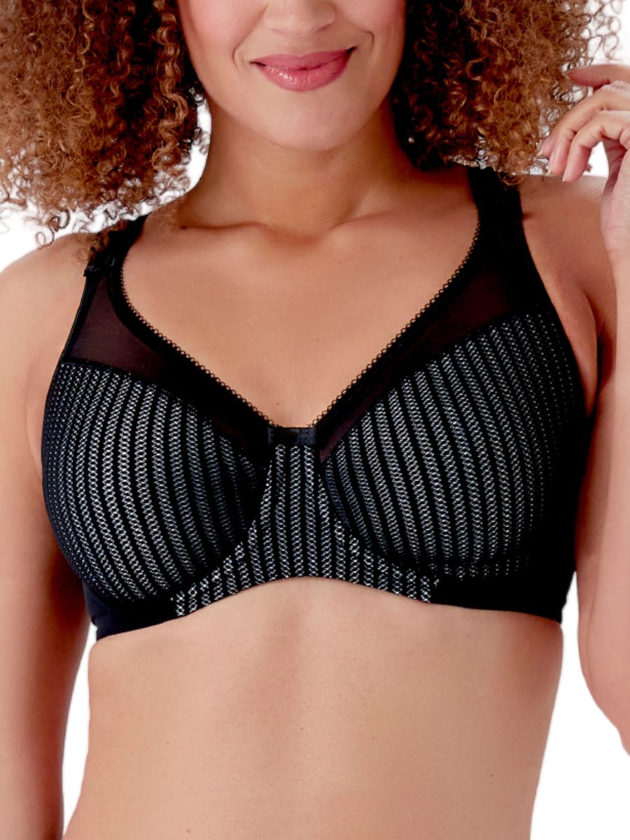 berlei beauty stripe smoothing bra black grey