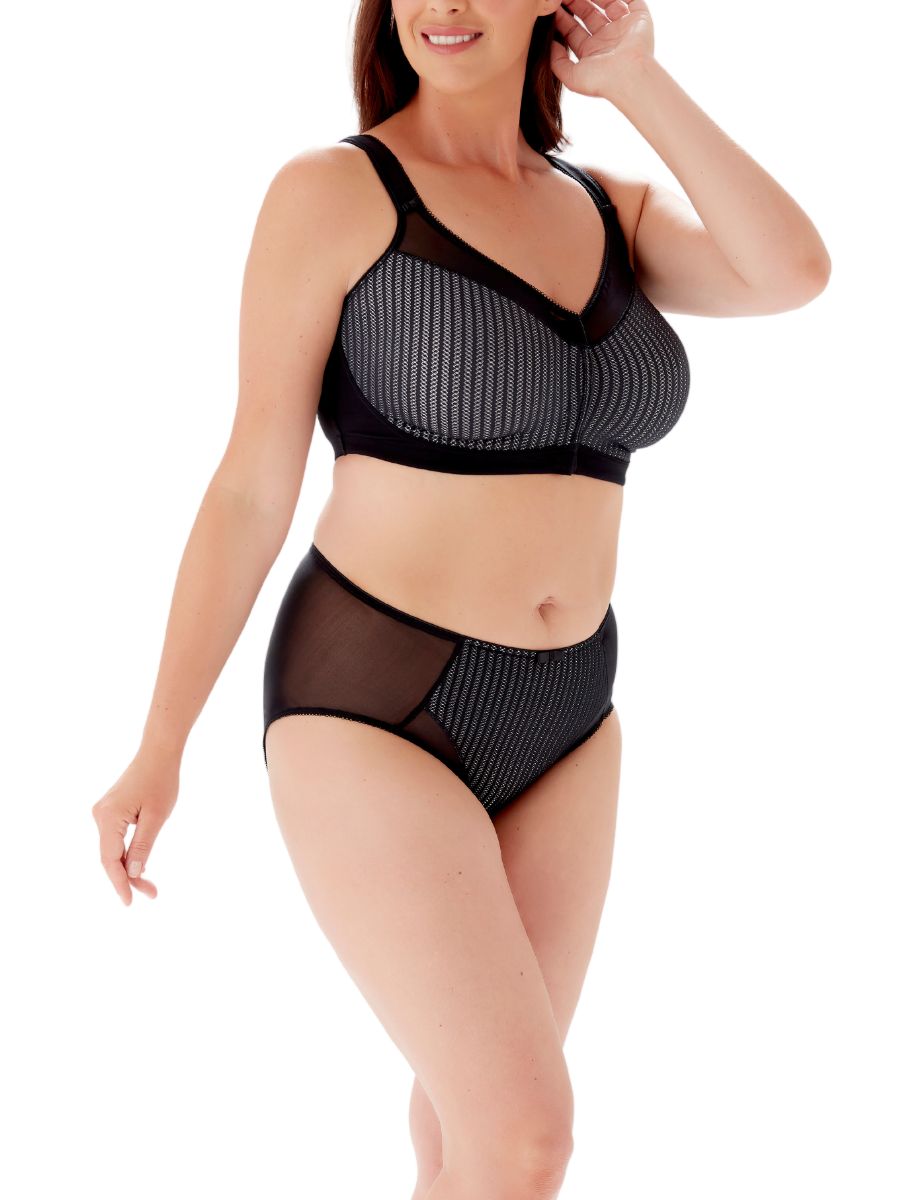 berlei beauty stripe front fastening bra black grey