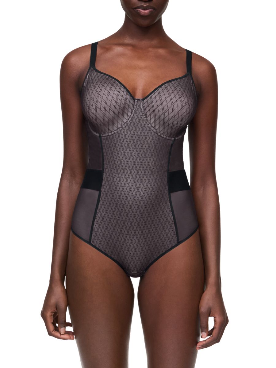 chantelle smooth lines bodysuit black beige
