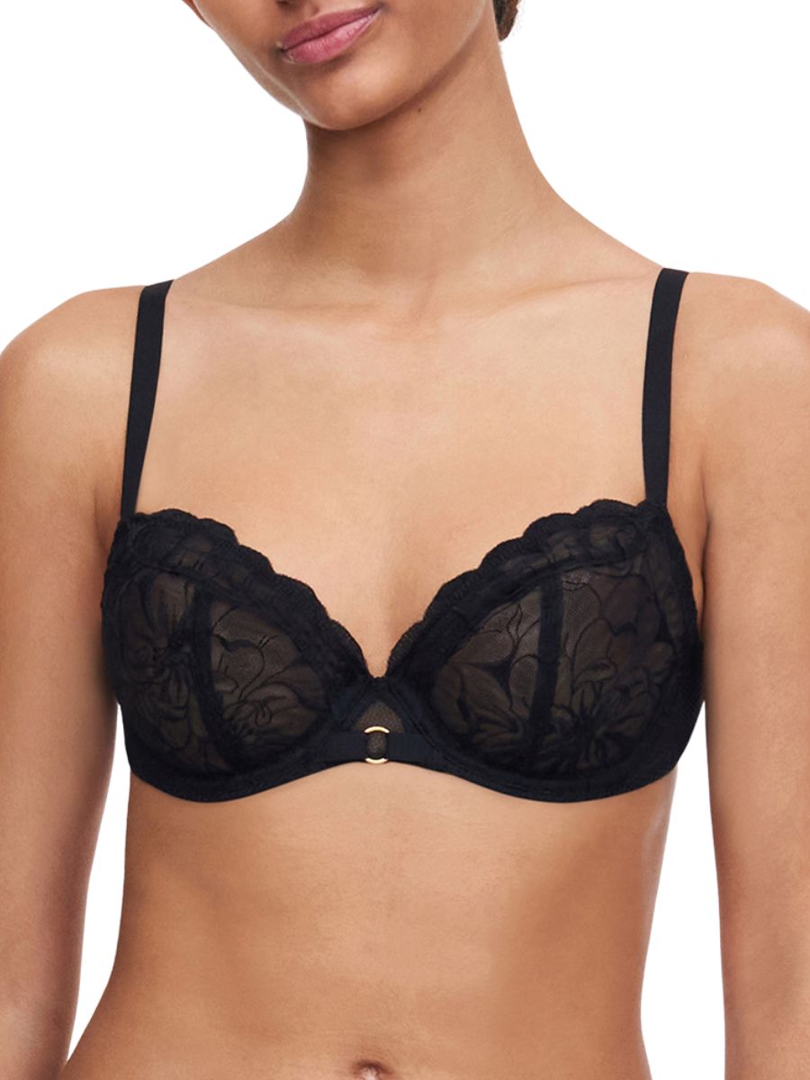 chantelle fleurs covering underwired bra black