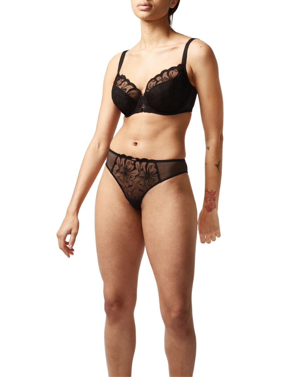 chantelle fleurs covering underwired bra black