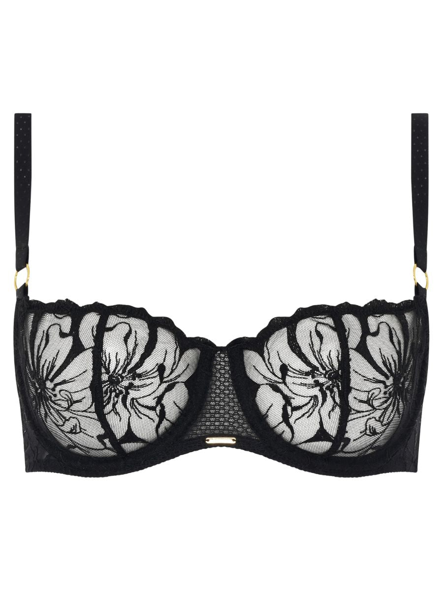 chantelle fleurs half cup balcony bra black