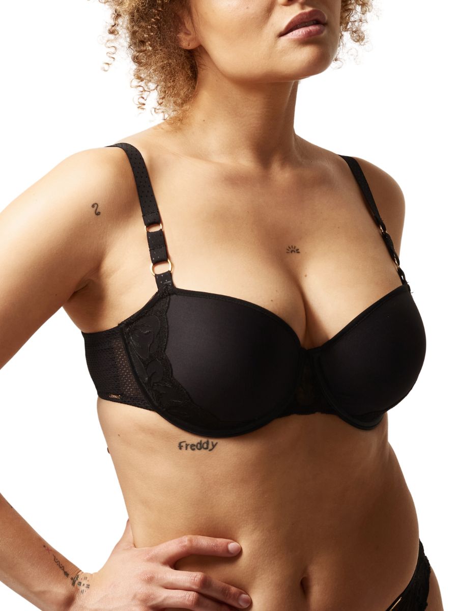 chantelle fleurs half cup memory bra black