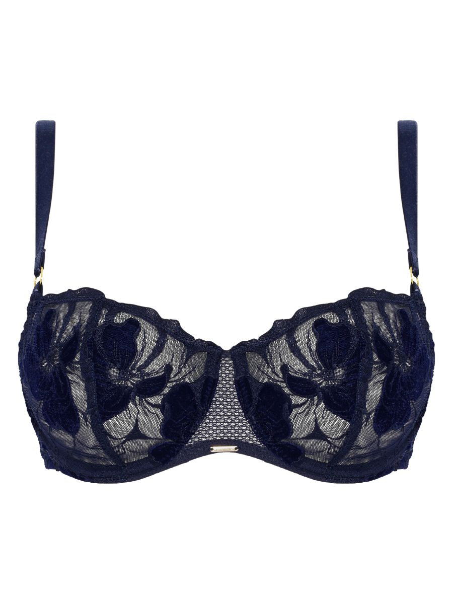chantelle fleurs signature half cup balcony bra velvet marine