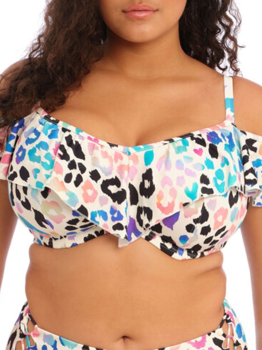 elomi party bay ruffle bikini top multi