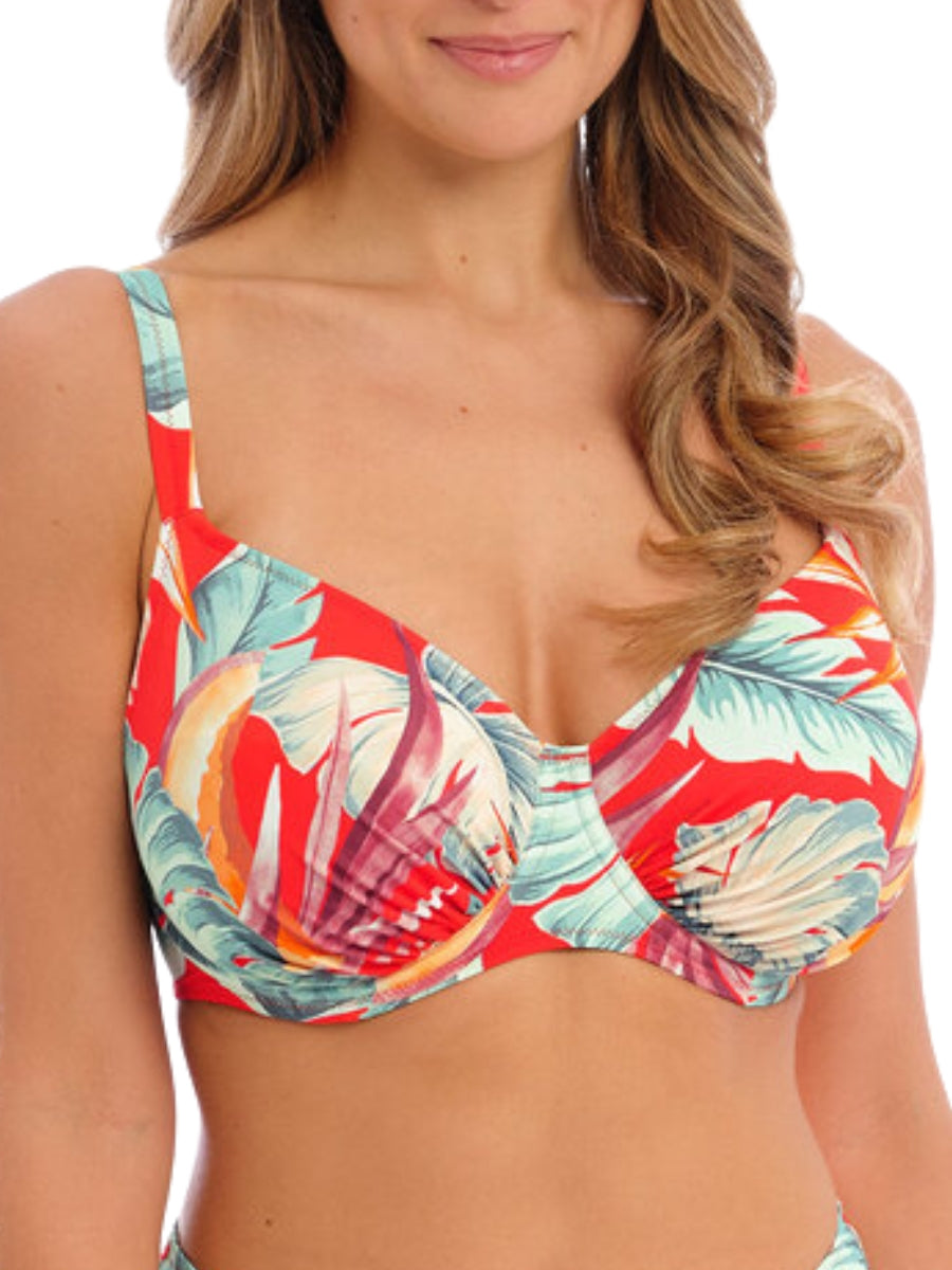 fantasie bamboo grove gathered full cup bikini top hot chilli