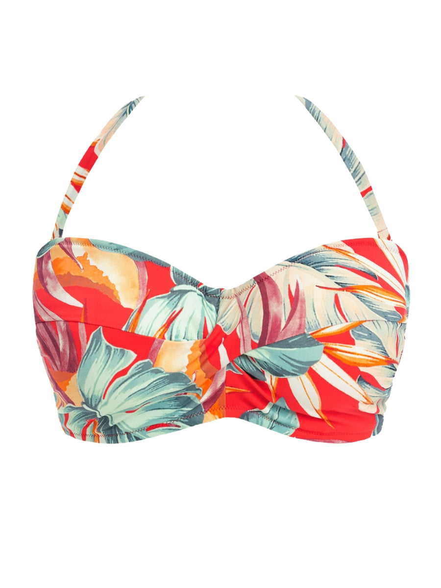fantasie bamboo grove twist bandeau bikini top hot chilli