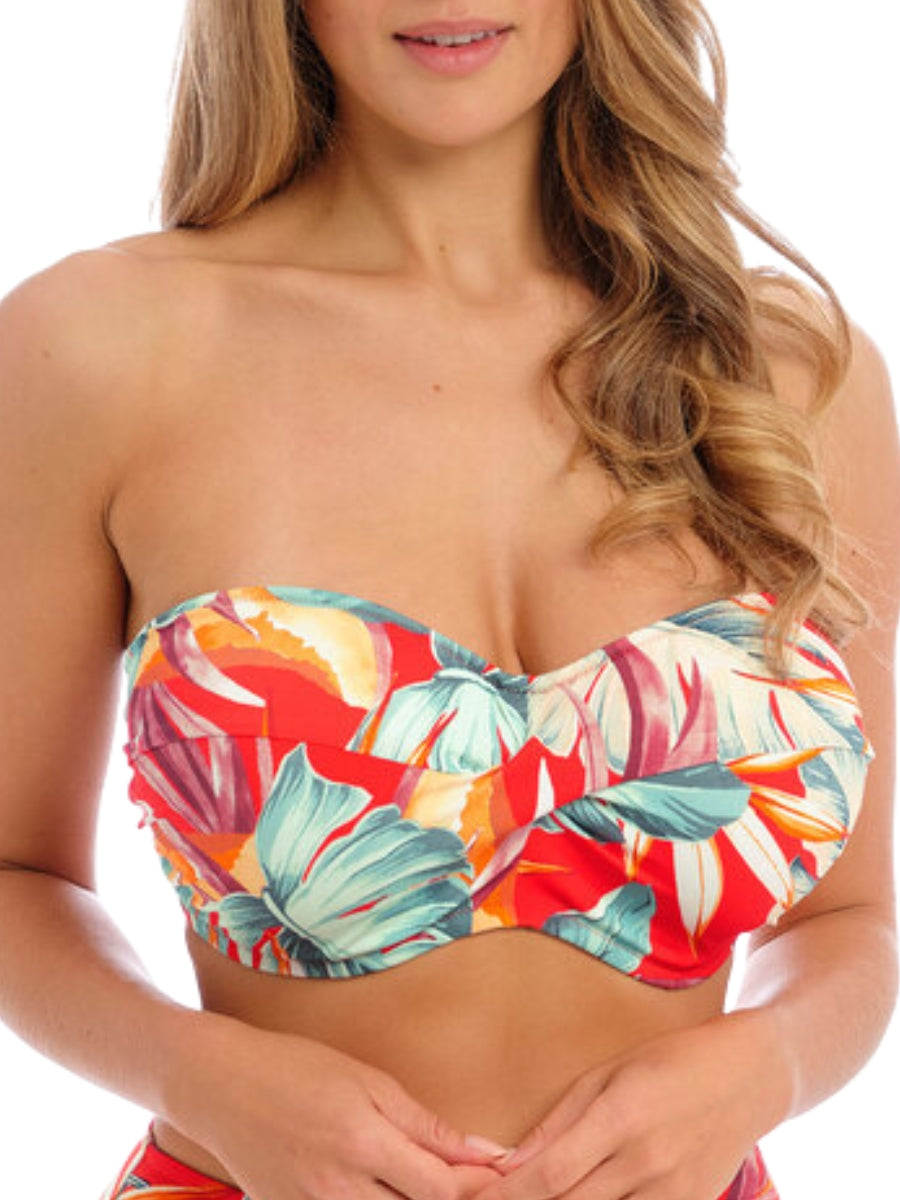 fantasie bamboo grove twist bandeau bikini top hot chilli