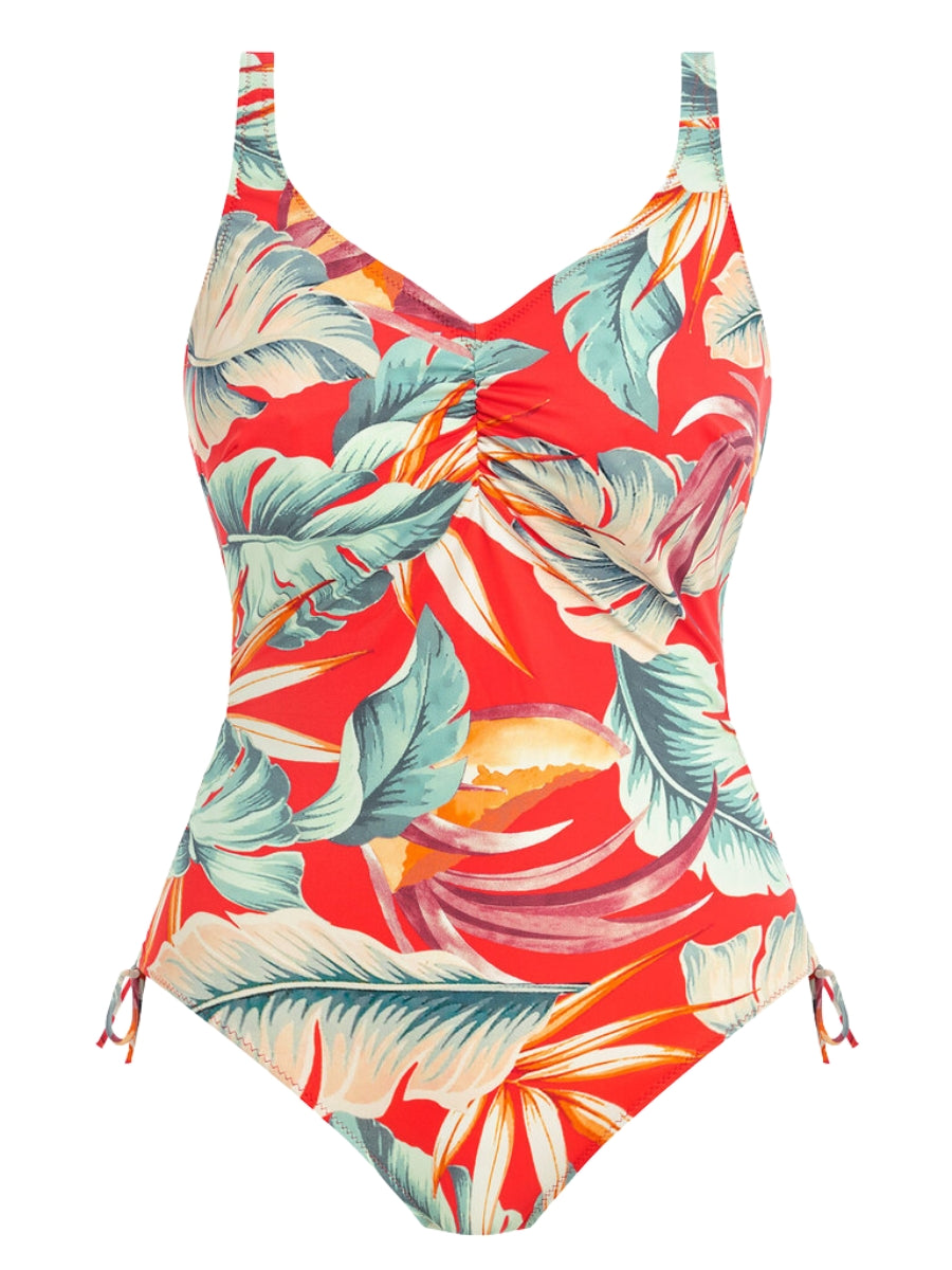 fantasie bamboo grove v neck adjustable leg swimsuit hot chilli