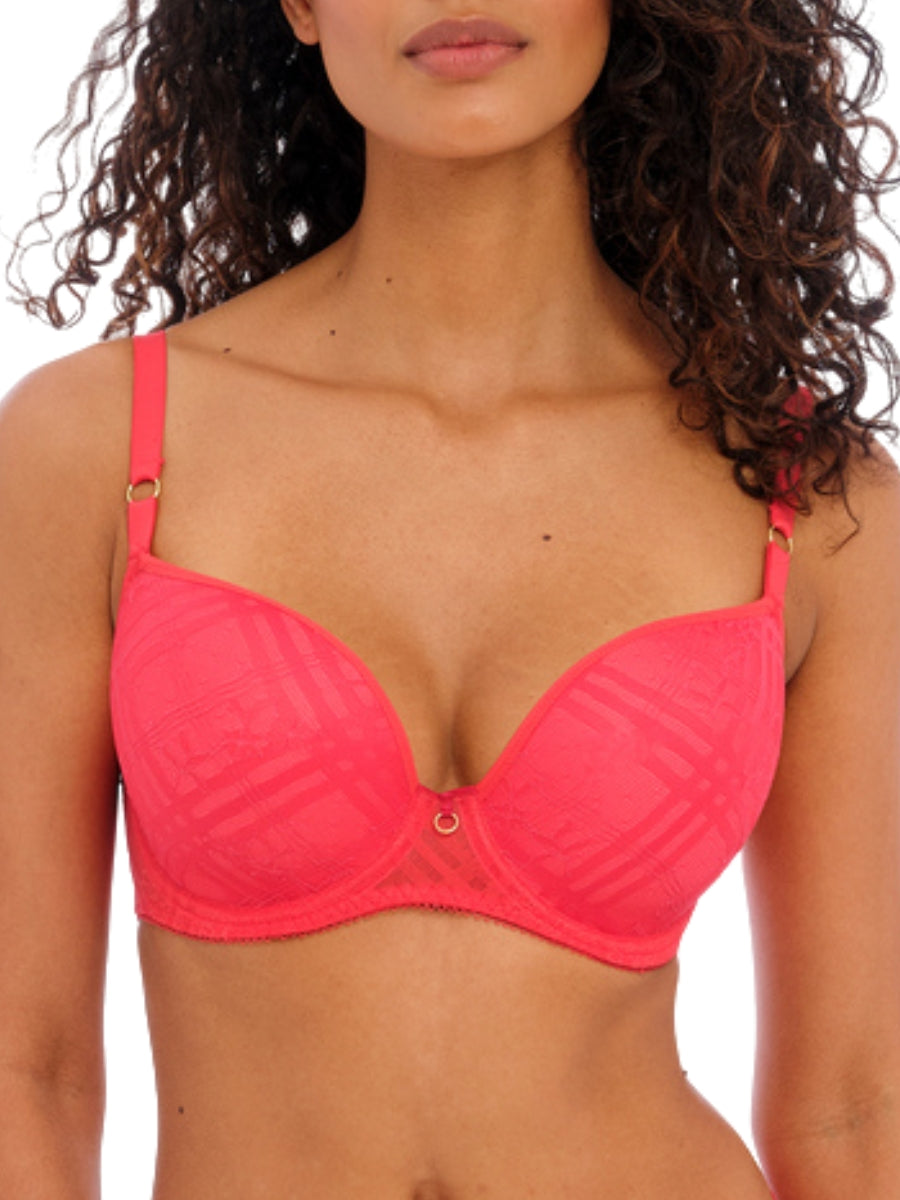 freya freya fatale moulded plunge t shirt bra chilli red