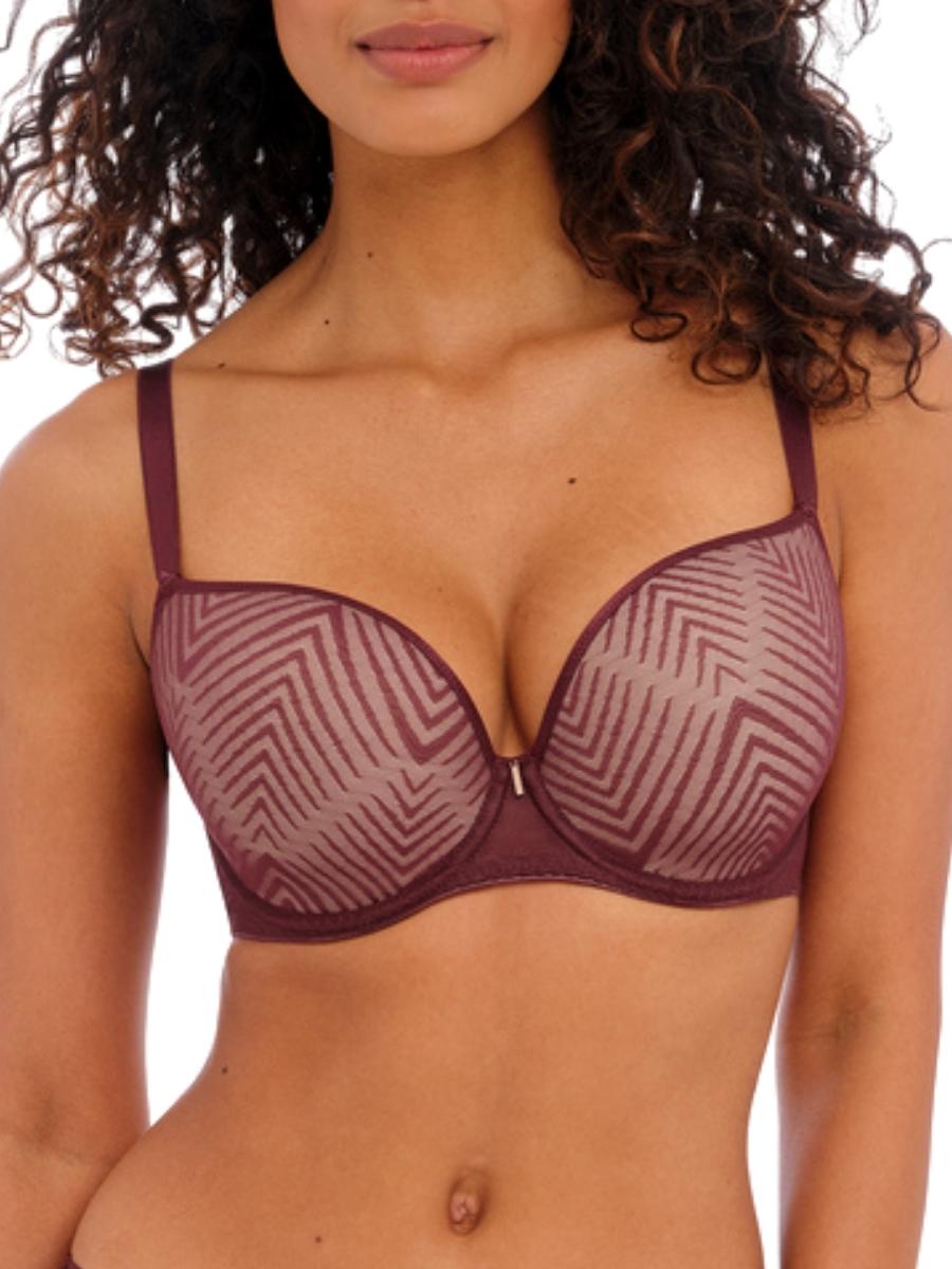 freya tailored plunge t-shirt bra dark cherry