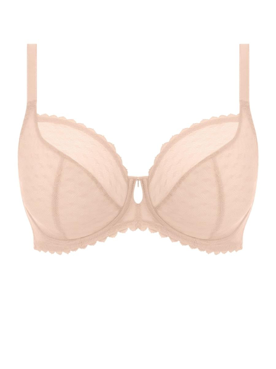 beige plunge bra