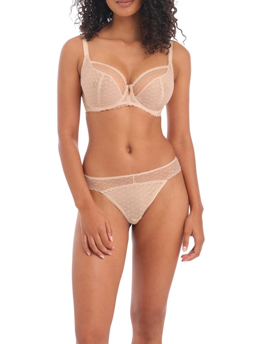 beige plunge bra
