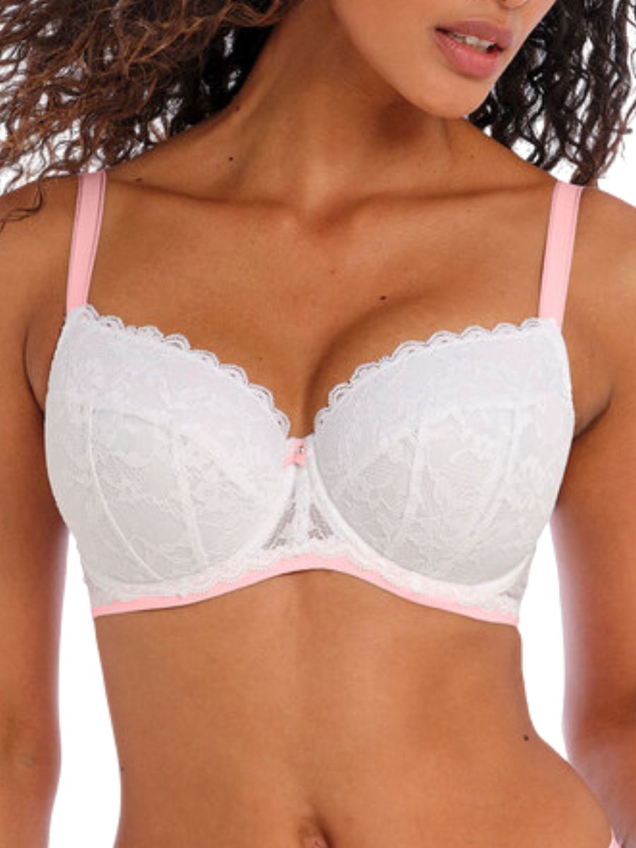 freya offbeat padded half cup bra white